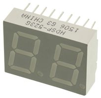 BROADCOM HDSP-523G 7 Segment LED Display, Green, 10 mA, 2 V, 3.5 mcd, 2, 14.2 mm