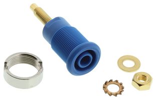 STAUBLI 23.3020-23 Banana Test Connector, 4mm, Jack, Panel Mount, 32 A, 1 kV, Gold Plated Contacts, Blue