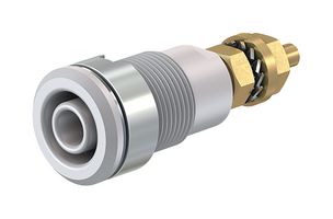 STAUBLI 23.3020-29 Banana Test Connector, 4mm, Receptacle, Panel Mount, 32 A, 1 kV, Gold Plated Contacts, White