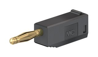 STAUBLI 22.1004 + 22.2030-21 Banana Test Connector, 2mm, Plug, Cable Mount, 10 A, 60 V, Gold Plated Contacts, Black