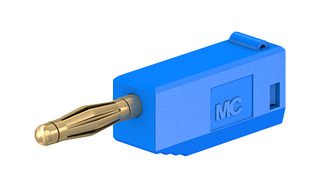 STAUBLI 22.1004 + 22.2030-23 Banana Test Connector, 2mm, Plug, Cable Mount, 10 A, 60 V, Gold Plated Contacts, Blue