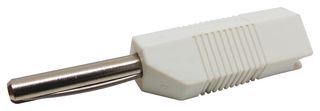 DELTRON COMPONENTS 553-0600-01 Banana Test Connector, 4mm, Stackable, Plug, Cable Mount, 16 A, 50 V, Nickel Plated Contacts, White