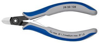 KNIPEX 79 22 125. Cutter, Electronics, Precision, Side, 125 mm, Diagonal, 1.2 mm, 64 °