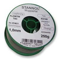 STANNOL 574601 Solder Wire, KS100, 0.3mm Diameter, 217°C, 250g