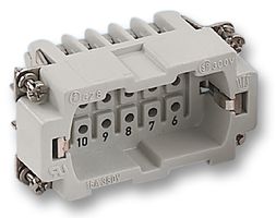 TE CONNECTIVITY - HTS 1-1103636-1 Heavy Duty Connector, Insert, HTS Series, Panel Mount, Plug, 10 Contacts, 2 Rows, Pin