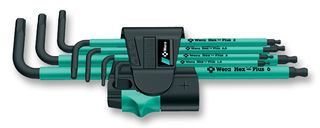 WERA 950 SPKL/7B SM L-Key Set, Metric, Rubber Clip, with Magnetizer, 7 Pieces of Hex Keys, Multicolour