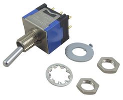 NKK SWITCHES D22023P Toggle Switch, On-Off-On, DPDT, Non Illuminated, D2 Series, Panel Mount, 100 mA