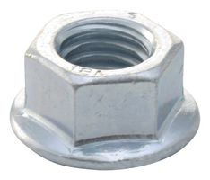 TR FASTENINGS M10- SFST-Z50- Flange Nut, Serrated, M10, Steel, Bright Zinc Plating, 50 Pack