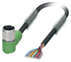 PHOENIX CONTACT 1430679 Sensor Cable, 90° M12 Receptacle, Free End, 12 Positions, 5 m, 16.4 ft