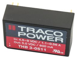 TRACO POWER THB 3-2423 Isolated Through Hole DC/DC Converter, Medical, DIP, 2:1, 3 W, 2 Output, 15 V