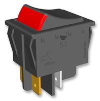 MULTICOMP MC37920-001-2601 Rocker Switch, Off-On, DPST, Non Illuminated, Panel Mount, Black, Red, MC37