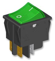 MULTICOMP MC37920-021-1104 Rocker Switch, Off-On, DPST, Illuminated, Panel Mount, Green, MC37