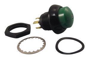 OTTO CONTROLS LP9-21131K25 Industrial Pushbutton Switch, IP68S, LP9 Series, 12.8 mm, SPDT-DB, Momentary, Round Raised, Green