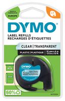 DYMO S0721530 Label Printer Tape, Letratag, Plastic, Black on Transparent, 4 m