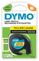 DYMO S0721620 Label Printer Tape, Letratag, Plastic, Black on Yellow, 4 m