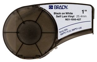 BRADY M21-1000-427 Label Printer Tape, Self-Laminating, Black on White, 4.27 m