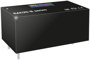 RECOM POWER RAC20-24SB AC/DC PCB Mount Power Supply (PSU), ITE, 1 Output, 20 W, 24 VDC, 833 mA