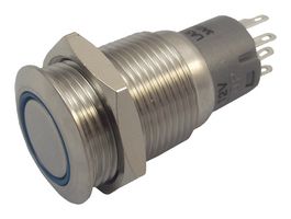 BULGIN LIMITED MP0045/1D2BL012 Vandal Resistant Switch, MP0045/1D Series, 16.2 mm, DPDT, Momentary, Flush, Natural
