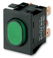MARQUARDT 1670.5202-00 Pushbutton Switch, 1670 Series, DPST, Off-On, Oval, Green