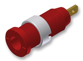 HIRSCHMANN TEST AND MEASUREMENT 975455701 Banana Test Connector, 2mm, Receptacle, Panel Mount, 10 A, 1 kV, Gold Plated Contacts, Red