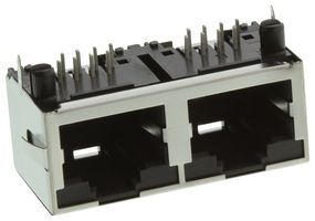 AMPHENOL COMMUNICATIONS SOLUTIONS RJHSE538002 Modular Connector, RJ45 Jack, 1 x 2 (Ganged), 8P8C, Cat5, Through Hole Mount