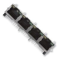 AMPHENOL COMMUNICATIONS SOLUTIONS RJHSE-5381-04 Modular Connector, RJ45 Jack, 1 x 4 (Ganged), 8P8C, Cat5, Through Hole Mount