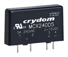 SENSATA/CRYDOM MCX240D5 Solid State Relay, MCX Series, SIP, SPST-NO, 5 A, 280 Vrms, PCB, Through Hole, Zero Crossing