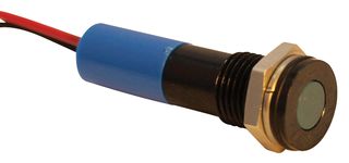 APEM Q8F3BXXB24E LED Panel Mount Indicator, Black Chrome Bezel, Blue, 24 VDC, 8 mm, 20 mA, 4 mcd, IP67