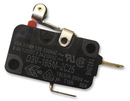 OMRON ELECTRONIC COMPONENTS D3V-165M-2C25 Microswitch, Miniature, Short Hinge Roller Lever, SPST-NC, Quick Connect, 16 A, 250 V