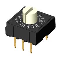 MULTICOMP PRO MCRH2MAF-16R-V-B Rotary Coded Switch, Through Hole, 16 Position, 24 VDC, Hexadecimal, 25 mA