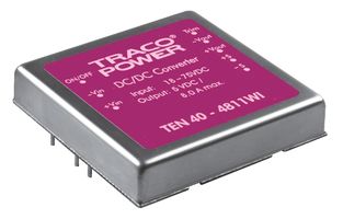 TRACO POWER TEN 40-2412WI Isolated Through Hole DC/DC Converter, ITE, DIP, 4:1, 40 W, 1 Output, 12 V