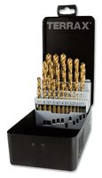 TERRAX A 250 215 T Drill Bit Set, Twist Drill, HSS-Tin, 1 mm - 13 mm, 25 Piece