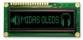 MIDAS DISPLAYS MCOB100016AV-GP Graphic OLED, 100 x 16, 5V, Parallel, 80mm x 36mm, -40 °C