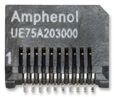 AMPHENOL COMMUNICATIONS SOLUTIONS UE75-A20-3000T Pluggable I/O Connector, SFP, 20 Contacts, 1 x 1 (Single), Surface Mount, UE75 Series