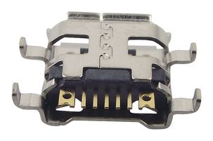 AMPHENOL COMMUNICATIONS SOLUTIONS 10103593-0001LF USB Connector, Micro USB Type B, USB 2.0, Receptacle, 5 Ways, Surface Mount, Right Angle