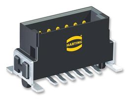 HARTING 15 11 006 2601 000 Pin Header, Vertical, Wire-to-Board, 1.27 mm, 2 Rows, 6 Contacts, Surface Mount Straight, har-flex