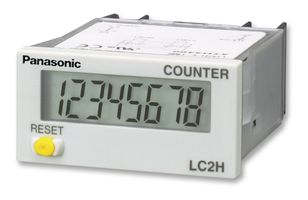 PANASONIC LC2HFFV30J Counter, LCD, LC2H Series, 8 Digits, 24 to 240 Vac/dc, 30 Hz, Front Reset