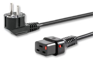 TE CONNECTIVITY - SCHAFFNER IL19-EU1-H05-3150-200 Mains Power Cord, CEE 7/7 Plug to IEC 60320 C19, 2 m, 16 A, 250 VAC, Black, IL19 Series