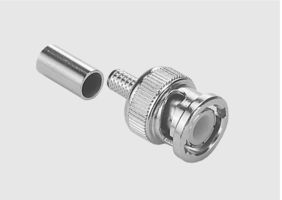 MULTICOMP PRO MP-13-10-1 58U RF / Coaxial Connector, BNC Coaxial, Straight Plug, Crimp, 50 ohm, Essex 621715, RG58, Brass