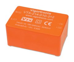 VIGORTRONIX VTX-214-010-218 AC/DC PCB Mount Power Supply (PSU), ITE, 1 Output, 10 W, 18 VDC, 555 mA