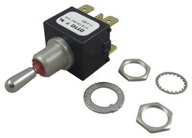 OTTO CONTROLS T7-211E5 Toggle Switch, IP68S, (On)-Off-(On), DPDT, Non Illuminated, T7 Series, Panel Mount, 16 A