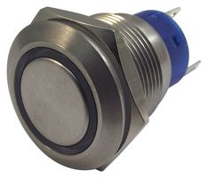 MULTICOMP PRO MPB19-A0F10R-312-JQ Vandal Resistant Switch, 19.2 mm, SPST-NO, SPST-NC, Momentary, Flat, Natural