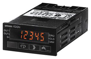 OMRON INDUSTRIAL AUTOMATION K3GNPDC24VDC Digital Panel Meter, K3GN Series, DC Current, DC Voltage, 5 Digits, 20.4 Vdc to 26.4 Vdc