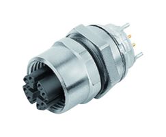 BINDER 99-3782-200-08 Sensor Connector, X-Coded Panel, 876 Series, M12, Female, 8 Positions, Solder Socket