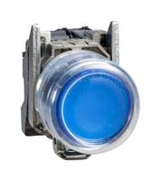 SCHNEIDER ELECTRIC XB4BP61 Industrial Pushbutton Switch, Harmony XB4 Series, 22.5 mm, SPST-NO, Momentary, Round, Blue