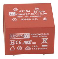 MYRRA 47213 AC/DC PCB Mount Power Supply (PSU), ITE, 1 Output, 10 W, 15 VDC, 670 mA
