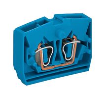 WAGO 264-324 DIN Rail Mount Terminal Block, Center, Blue, 2 Ways, 28 AWG, 12 AWG, 2.5 mm², Clamp, 20 A