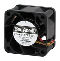 SANYO DENKI 9GAX0412P3S001 DC Axial Fan, 12 V, Square, 40 mm, 28 mm, Ball Bearing, 31.8 CFM