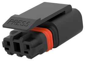TE CONNECTIVITY 2-2834074-2 Connector Housing, Miniature, IP67, Black, SlimSeal, Plug, 2 Ways, 2.5 mm