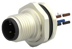 TE CONNECTIVITY T4171010004-001 Sensor Cable, A Coded, M12 Plug, Free End, 4 Positions, 200 mm, 7.87 ", T417 Series